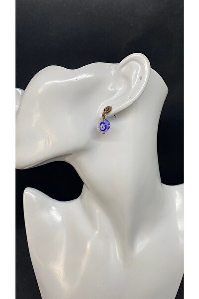 Porsuk Alternatif El Yapımı Etnik Çiçek Desen Cam Kadın Küpe