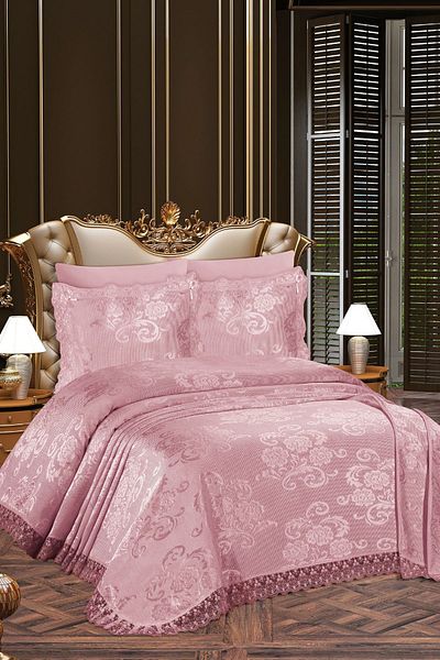 Çt Çeyizci Tekstil Powder Color Double Pique Bedspread Set