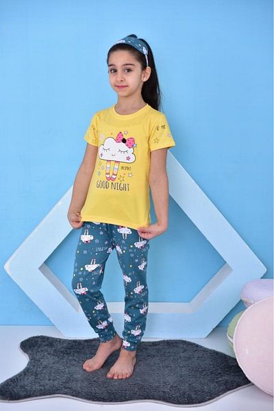 KAPİKİDS Fata - Set de pijamale cu maneca scurta cu imprimeu nor galben