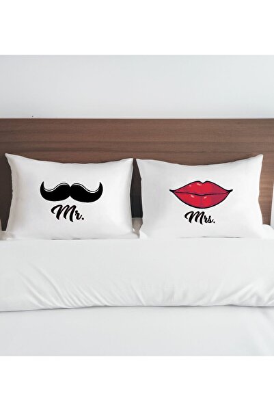 Bk Gift Sevgili Tasarımlı Pamuklu 2’li Yastık Kılıfı Seti-14 50x70cm , Sevgil...
