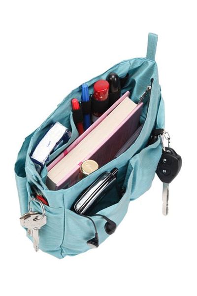 Bakras Turquoise Blue Silk Slub - Organizer Bag, Gloria S/M 22Cmx16Cm