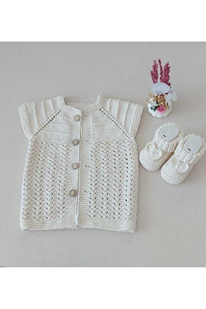 BEGİN Organic Cotton Baby Vest and Knitted Set - Cream