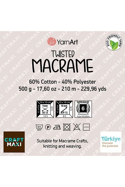 Yarnart Twisted Macrame - Μακραμέ Χέρι Πλεκτό Νήμα Σκούρο Πράσινο-759