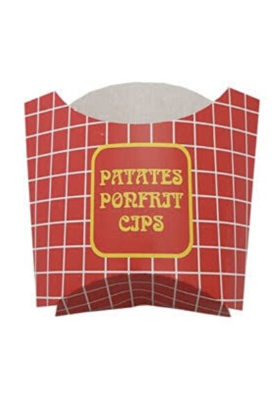 Genel Markalar 100 Adet Kağıt Cips Kutusu Patates Kızartma Tutucu Tek Kullanı...