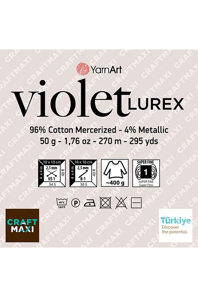 Yarnart Violet Lurex - Glitter Mercerized Lace Thread Beige-24660