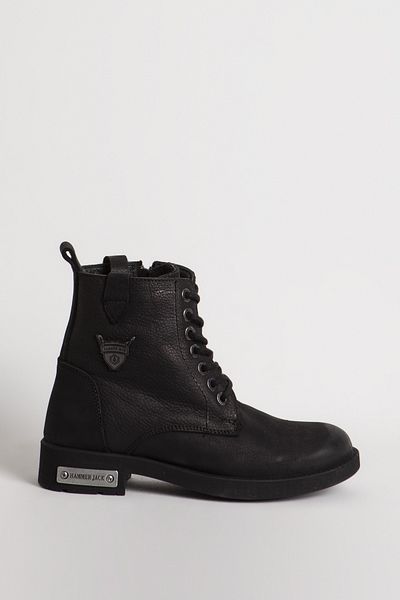 Hammer Jack Μαύρες γυναικείες μπότες Nubuck Δερμάτινες - Χοντρή σόλα και Wash Hj 102 15200g