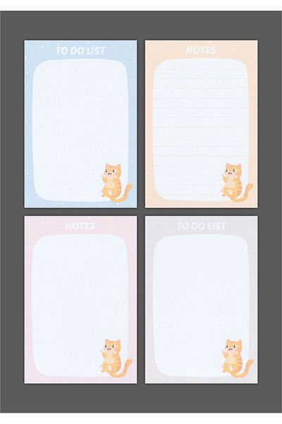 Grdall 4 قطع A7 Mini Memo Pad - لوحة ملاحظات، لوحة مذكرة، قائمة المهام، مخطط، قائمة المهام
