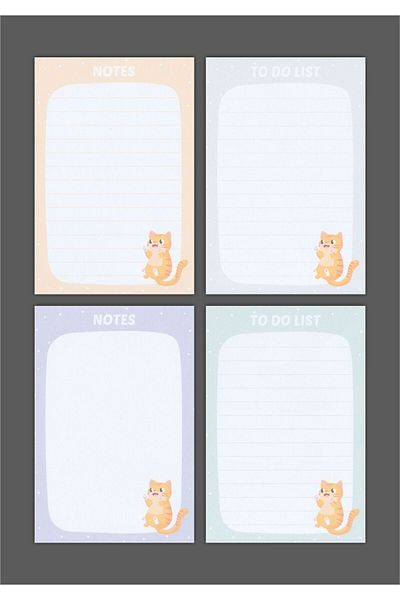 Grdall 4 قطع A7 Mini Memo Pad - لوحة ملاحظات، لوحة مذكرة، قائمة المهام، مخطط، قائمة المهام