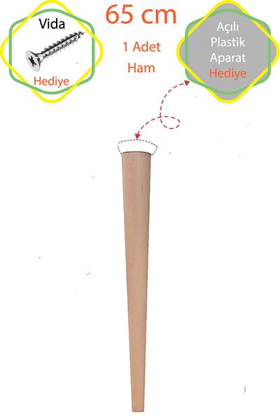 Evnalia Ham 1 bucată de lux 65 cm picior de masă conic din lemn diametru: 4,2 cm Hobby DIY (CU ȘURUBURI ȘI APPARATE)