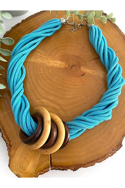 canan dizayn Authentic Ring Cord Necklace - Turquoise