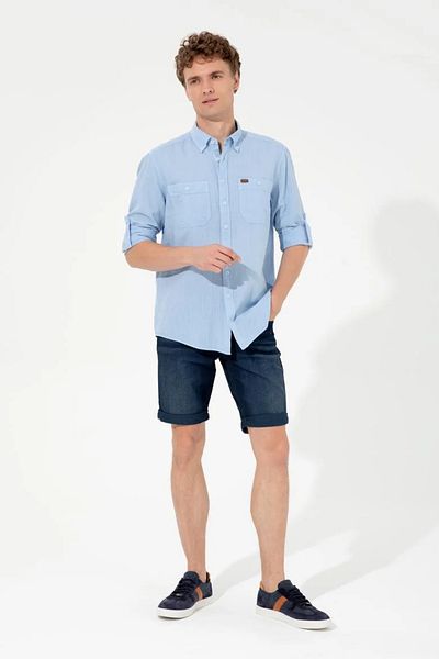 U.S. Polo Assn. Ανδρικό μπλε μακρυμάνικο πουκάμισο