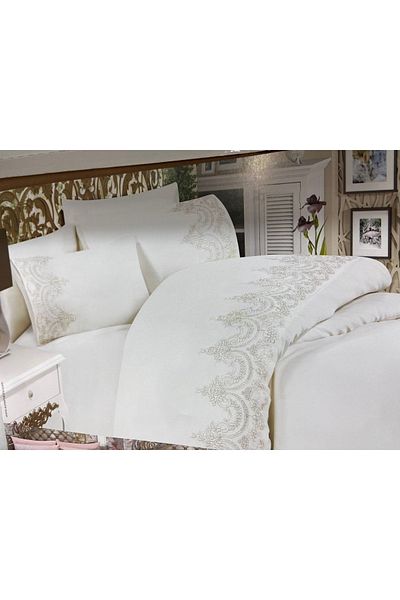 Çt Çeyizci Tekstil 6 Piece French Lace Luxury Duvet Cover Set