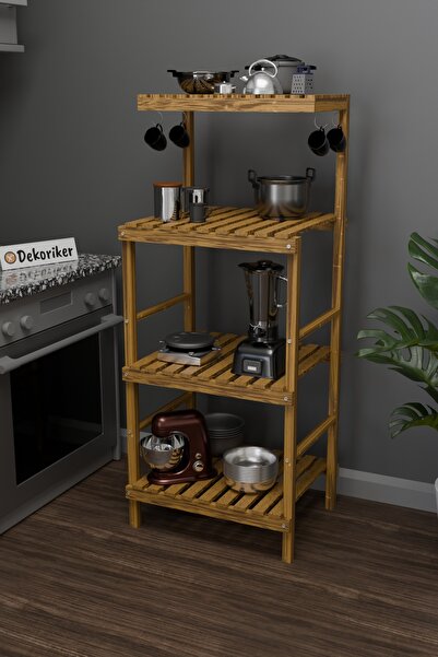 dekoriker Mutfak Bangosu Ahşap Çok Amaçlı Dolap Mutfak Banyo Rafı Mob182