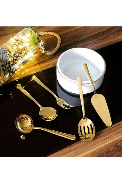 Dame Marie Gold 5 Piece Sauce Ladle Set Serving Set