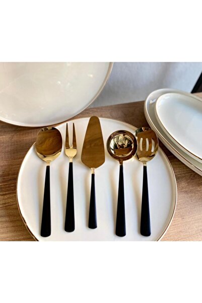 Dame Marie Black 5 Piece Gold Sauce Ladle Set Serving Set