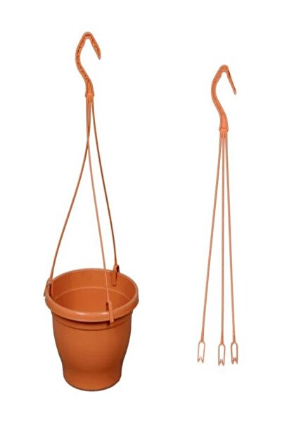 Bitkim Sende Katı Plastik Makrome Askılı Saksı 10 Adet Kahverengi 16 Cm