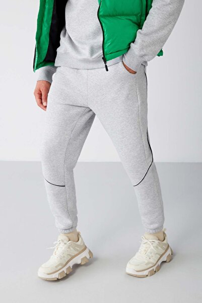 GRIMELANGE Orson Men's Regular Fit Grimelange Sweatpants with Decorative Striped Elastic Legs