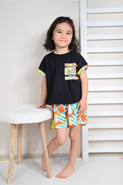 KİDSPİTİRCİK Чорний комплект шортів для дівчинки