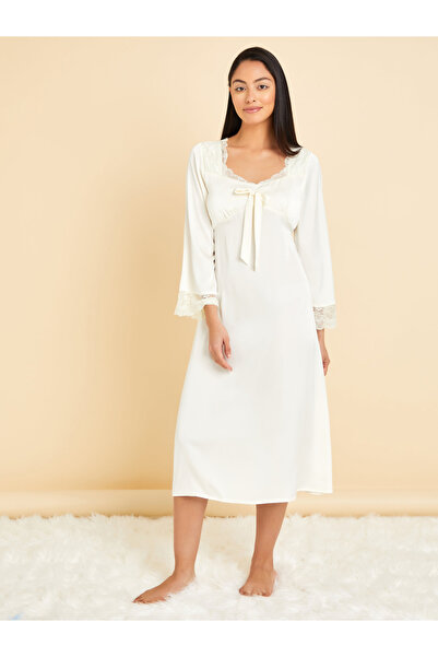 Styli الدانتيل إدراج التعادل الجبهة قميص النوم الساتان