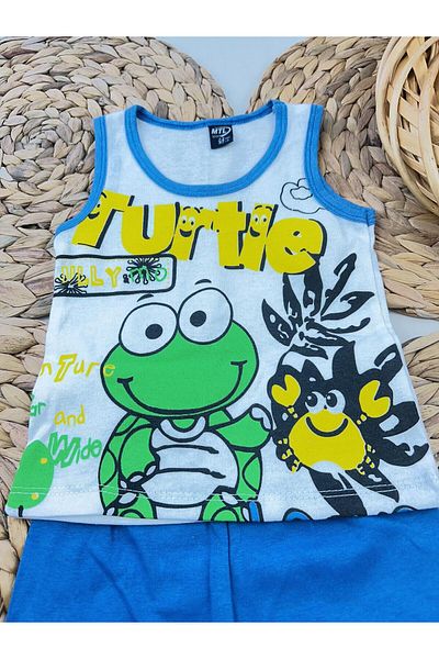 ASN APPAREL New Season Frog Pattern - Zero Sleeve Baby and Kids Shorts Set