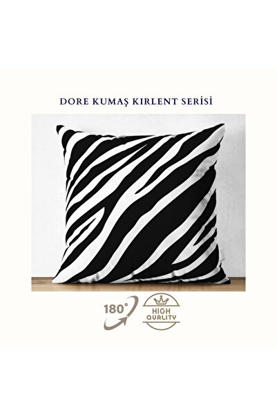Dore Zebra Desenli Siyah Beyaz Kırlent , Exclusive Kırlent Kılıfı