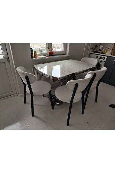 ELEN HOME Yemek Masası Mutfak Masası 4 Kişilik ( Açılır Masa )masa Sandalye M...