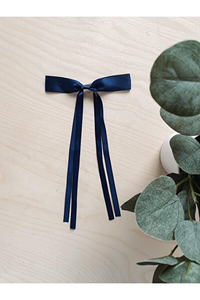 Rachel Automatic Locking Navy Blue Ribbon Hair Clip - Bow