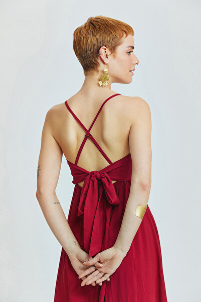 Clandestino Red Stylish Solid Color Dress - Back Detail