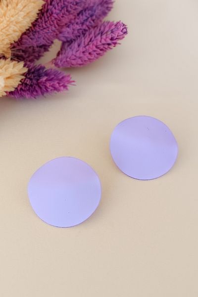 COSİTA Lilac Minimal Design Circle Composite Matte Summer Dress - Earrings