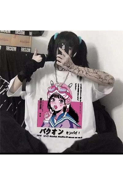 Köstebek T-shirt Touz Harajuka Anime Lollipop Girl