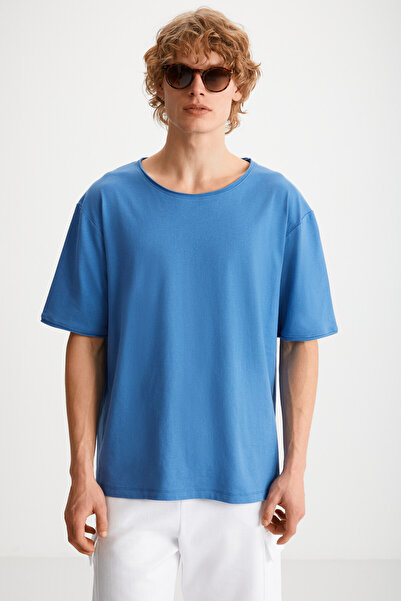 GRIMELANGE Ανδρικό μπλε μπλουζάκι DAVINSONO