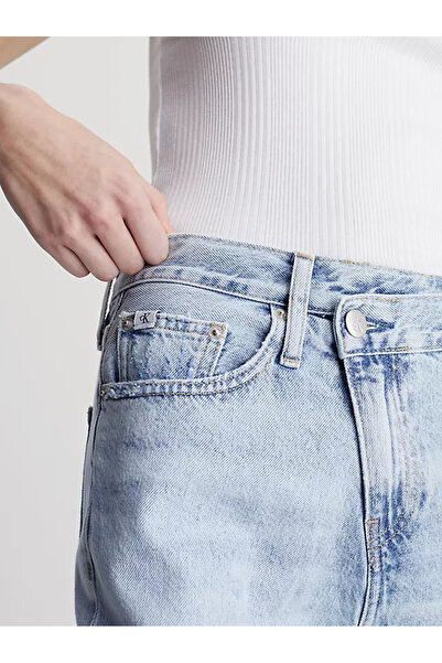 Calvin Klein Kadın Streç Yüksek Bel Slim Fit Jeans Kot Pantolon - Açık Mavi