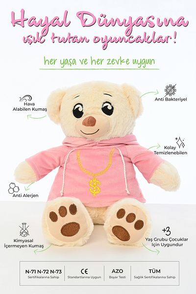 Pufu Toys 40 CM SWEAT SHIRT RAPCI BEAR