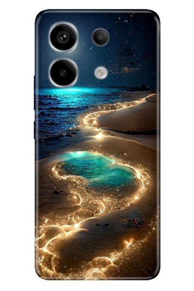 POCO X6 - Xiaomi Redmi Note 13 Pro 5G Kılıf Resimli Desenli Silikon Golden Beach
