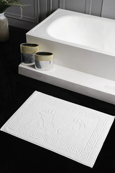 mihriban White Bath Mat - 6 Hotel Type Foot Towels, 50x70cm