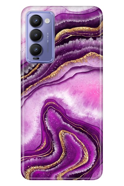 TECNO Camon 18 Uyumlu Kılıf Resimli Desenli Silikon Pembe Ametist