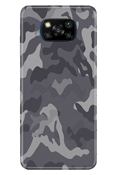 POCO Xiaomi Poco X3 NFC  - X3 Pro Uyumlu Kılıf Resimli Desenli Silikon Gri Ka...