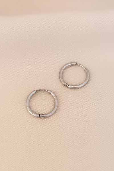 COSİTA Silver Colored Classic Hoop Clip Steel Earrings