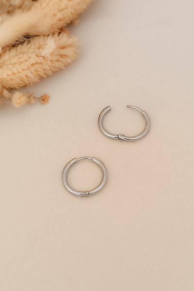 COSİTA Silver Colored Classic Hoop Clip Steel Earrings