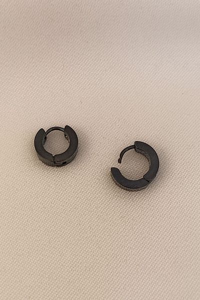 COSİTA Unisex Black Steel Earrings - Thick Edge, Double Classic Basic