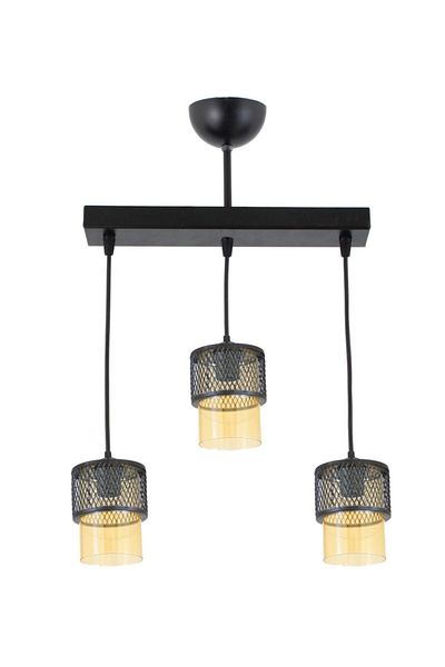 Lambadar Triple Honey Glass Cage Model Modern Pendant Lamp Chandelier