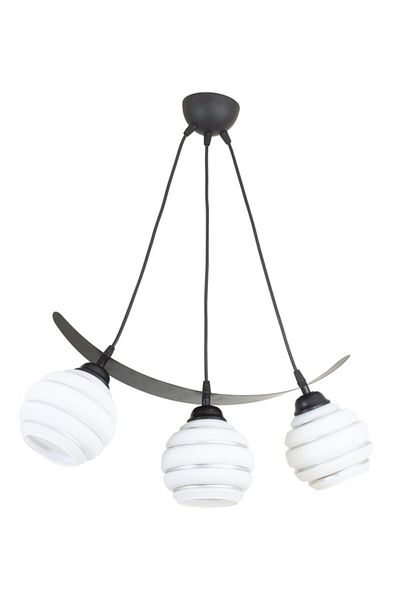 Lambadar Triple Silver Strip Glass Boat Model Style Pendant Lamp Chandelier