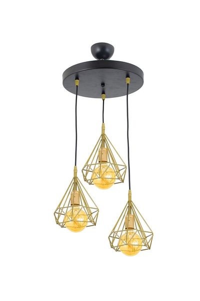 Lambadar Triple Gold Prism Model Pendant Chandelier
