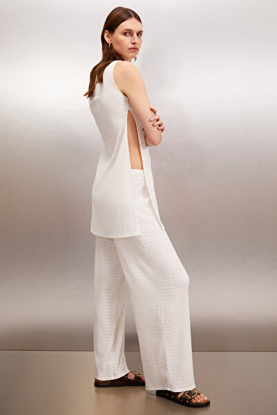 GRIMELANGE SERELUNE Kadın Geniş Yaka Regular Ekru Bluz