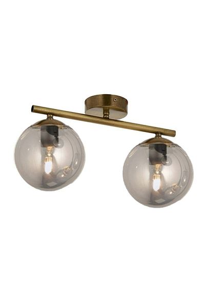 Lambadar Gold Double Modern Smoked Glass Plafonier Chandelier