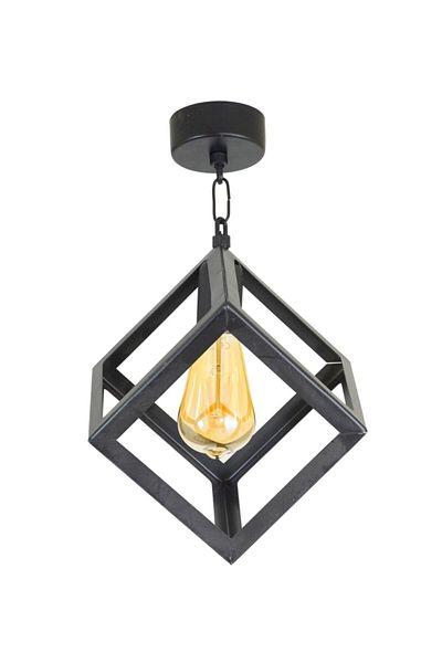 Lambadar Rustic Retro Model Geometric Plafonier Metal Cube Chandelier