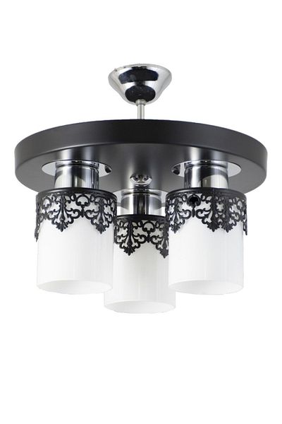 Lambadar Triple Modern Sports Model Black Chandelier with Round Tray Crown