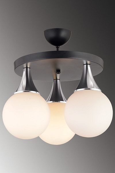 Lambadar Capella Model Black/chrome Triple Modern Sports Round Globe White Glass Chandelier