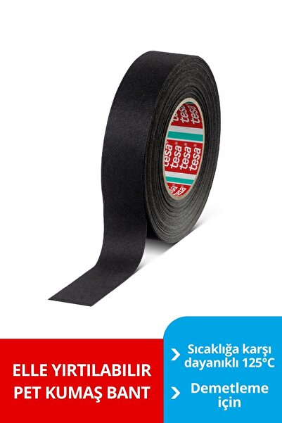 Tesa Pet Kumaş Kablo Demetleme Bandı, Elle Yırtılabilir, 25x19mm