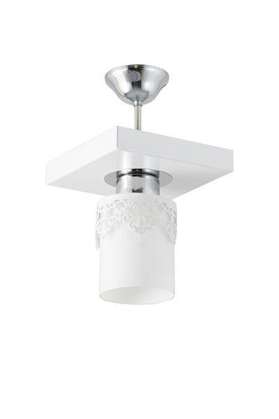 Lambadar Single Modern Sports Model White Chandelier with Square Tray Crown